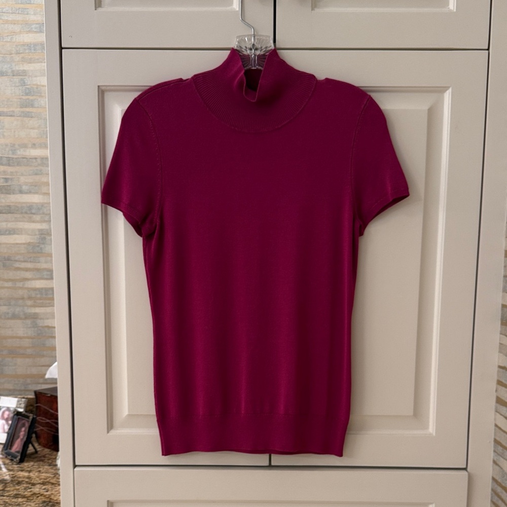 Talbots Fuchsia Short Sleeve Turtleneck Top